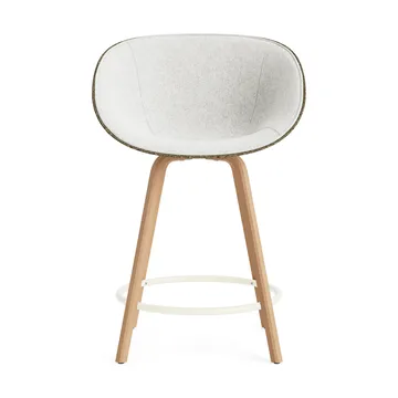 Mat Bar Armchair karmstol  fremsidepolstring 65 cm - Hallingdal 110-seaweed-beech-cream steel - Normann Copenhagen