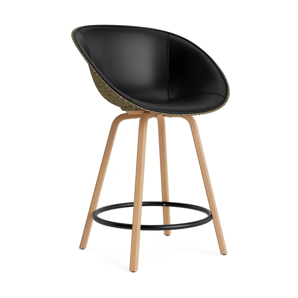 Mat Bar Armchair karmstol  fremsidepolstring 65 cm, Ultra 41599-seaweed-beech-black steel Normann Copenhagen