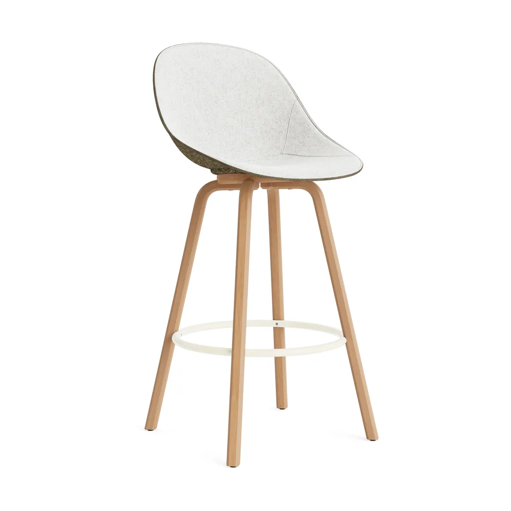Mat Bar Chair barkrakk  fremsidepolstring 75 cm, Hallingdal 110-seaweed-beech-cream steel Normann Copenhagen