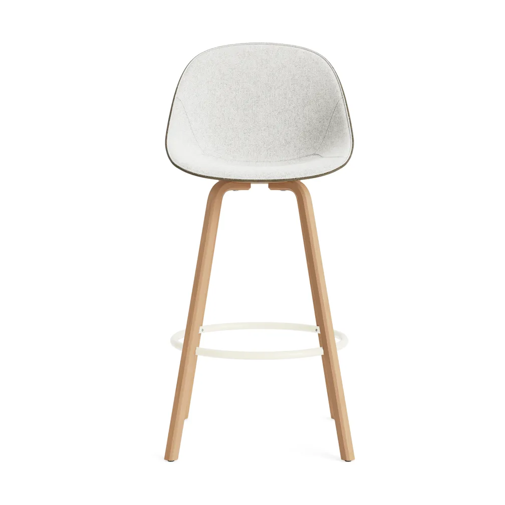 Mat Bar Chair barkrakk  fremsidepolstring 75 cm, Hallingdal 110-seaweed-beech-cream steel Normann Copenhagen
