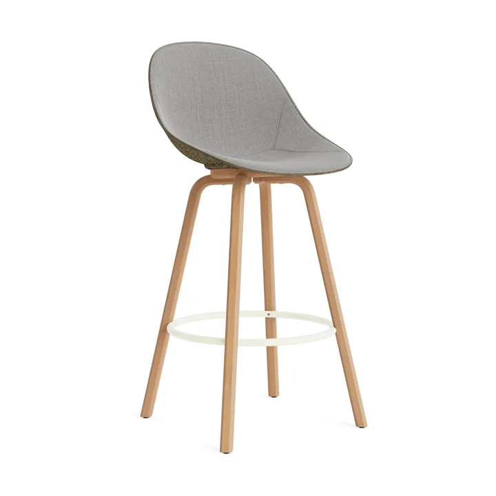Mat Bar Chair barkrakk  fremsidepolstring 75 cm - Remix 133-seaweed-beech-cream steel - Normann Copenhagen