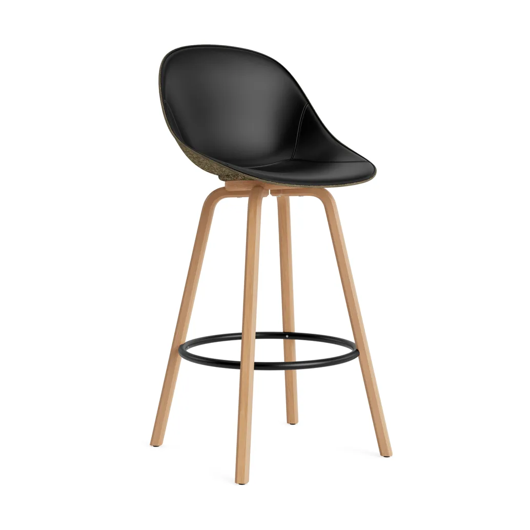 Mat Bar Chair barkrakk  fremsidepolstring 75 cm, Ultra 41599-seaweed-beech-black steel Normann Copenhagen