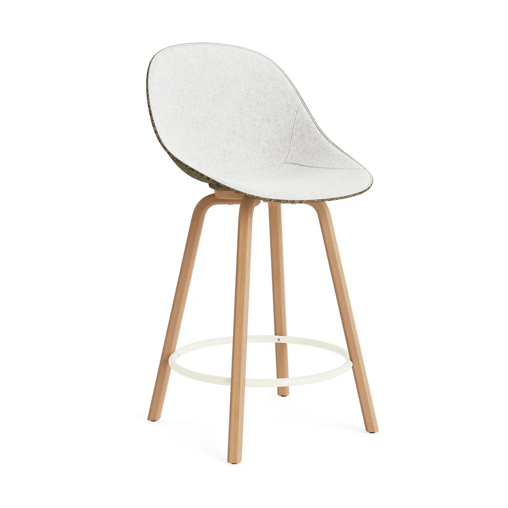 Mat Bar Chair barstol  fremsidepolstring 65 cm, Hallingdal 110-seaweed-beech-cream steel Normann Copenhagen