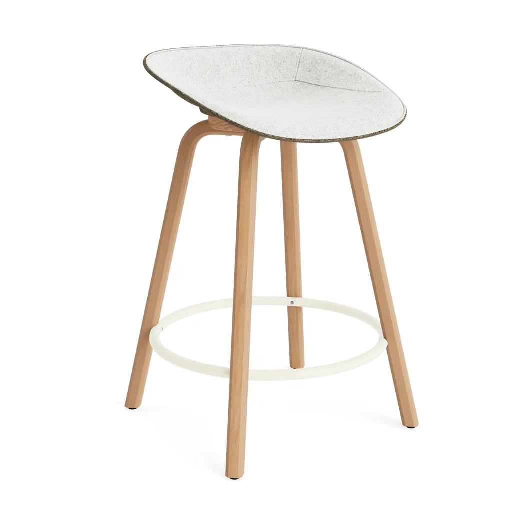 Mat Barstool barkrakk  fremsidepolstring 65 cm, Hallingdal 110-seaweed-beech-cream steel Normann Copenhagen