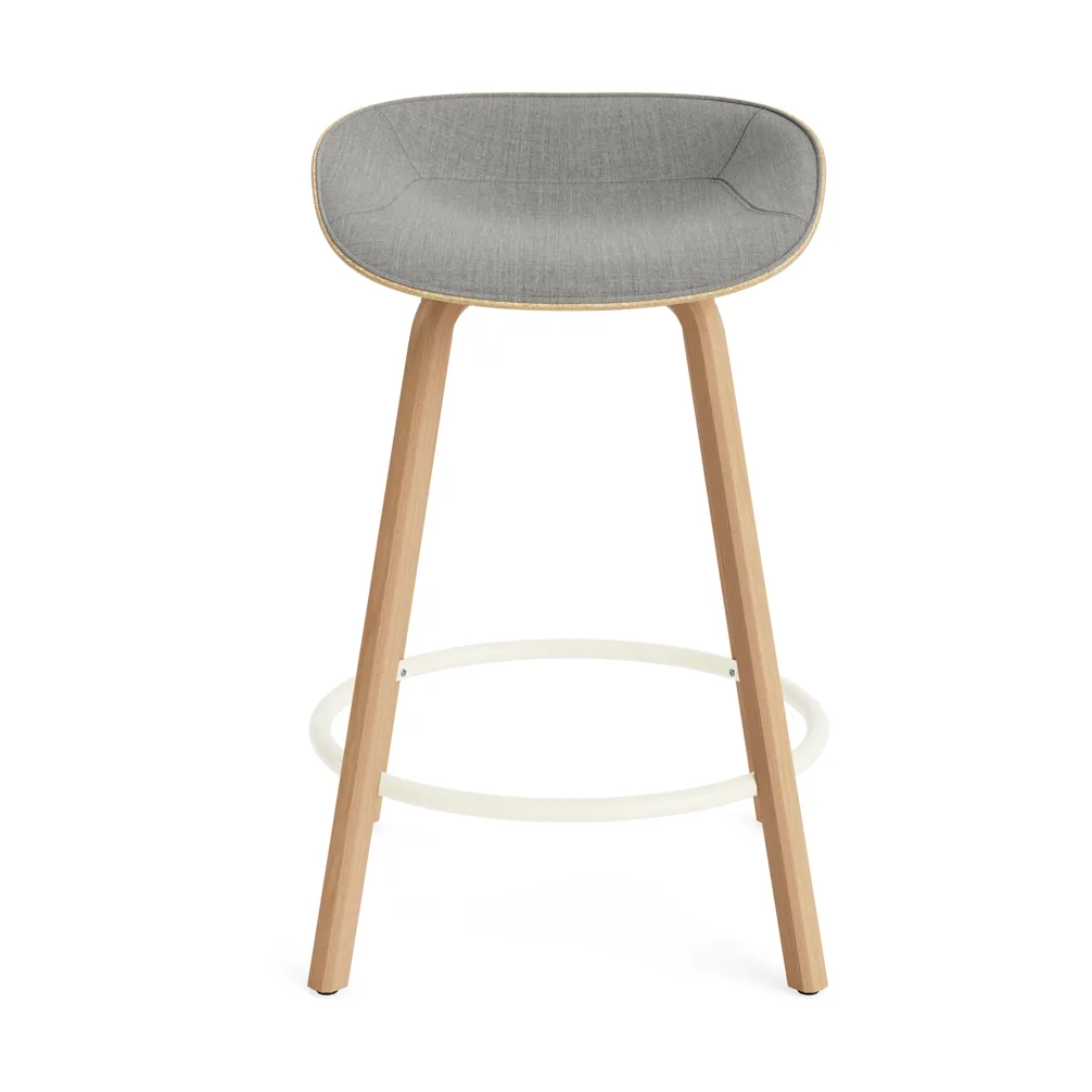 Mat Barstool barkrakk  fremsidepolstring 65 cm, Remix 133-hemp-beech-cream steel Normann Copenhagen