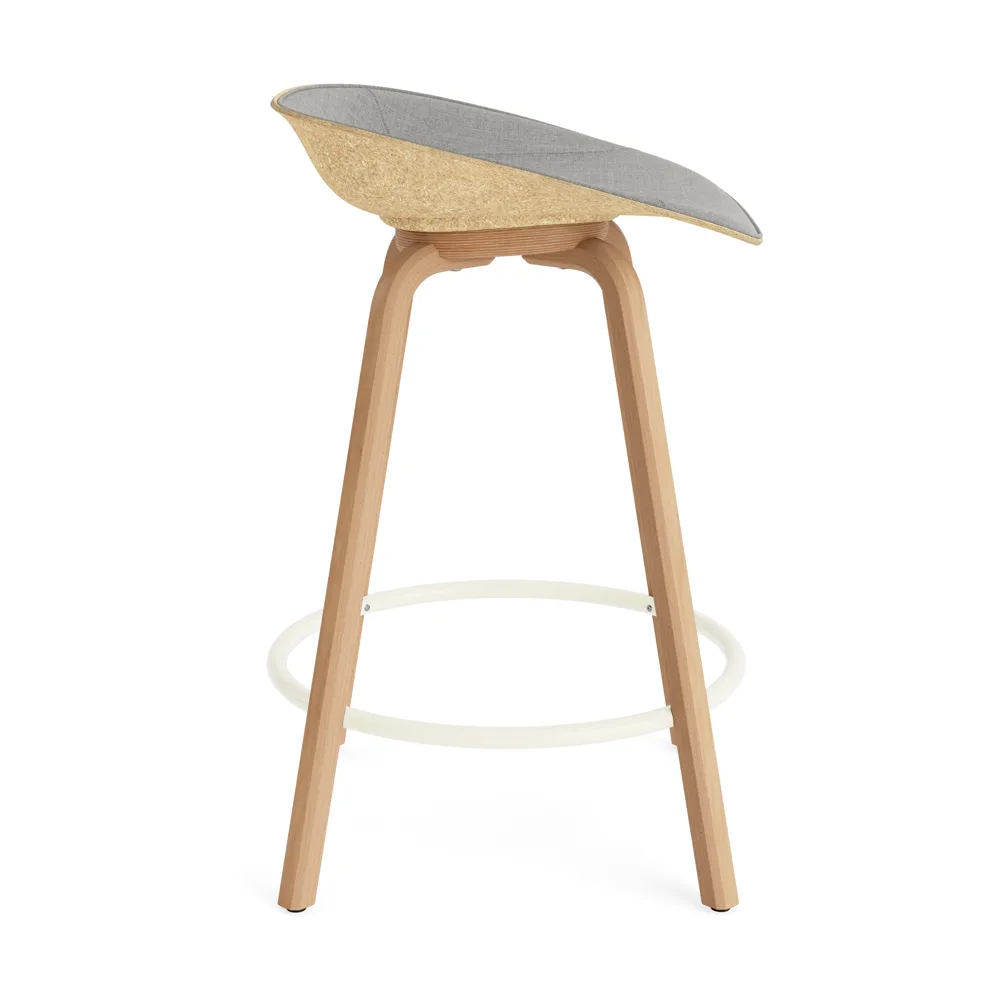 Mat Barstool barkrakk  fremsidepolstring 65 cm, Remix 133-hemp-beech-cream steel Normann Copenhagen