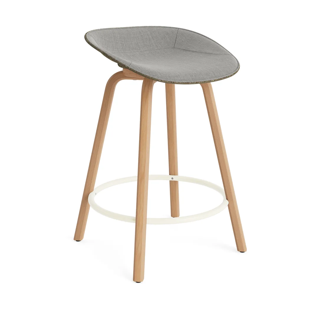 Mat Barstool barkrakk  fremsidepolstring 65 cm, Remix 133-seaweed-beech-cream steel Normann Copenhagen