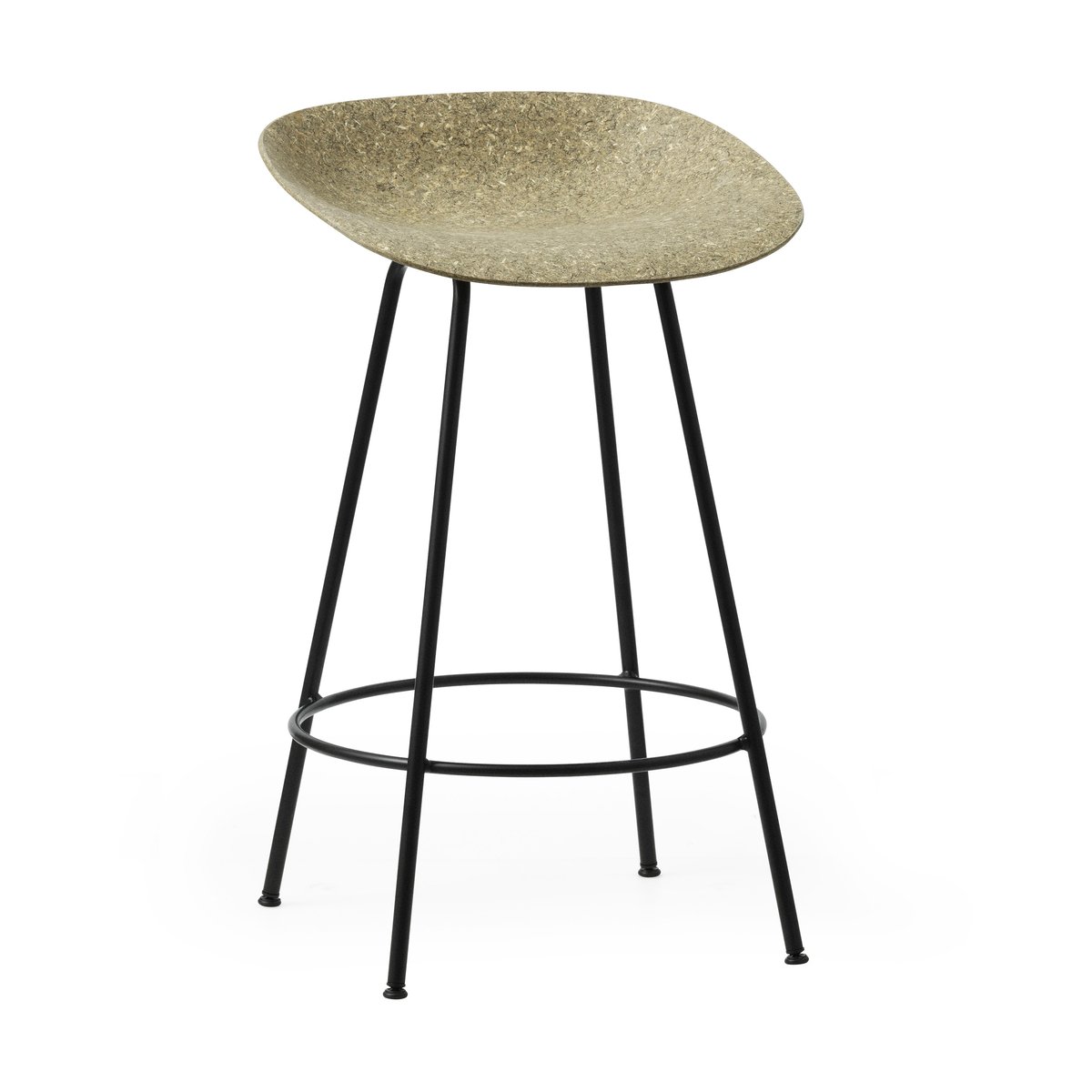 Normann Copenhagen - Mat Barstool 65 cm Black Steel Seaweed - Spisestoler - Foersom & Hiort-Lorenzen - Beige - Naturlig materiale/Metall