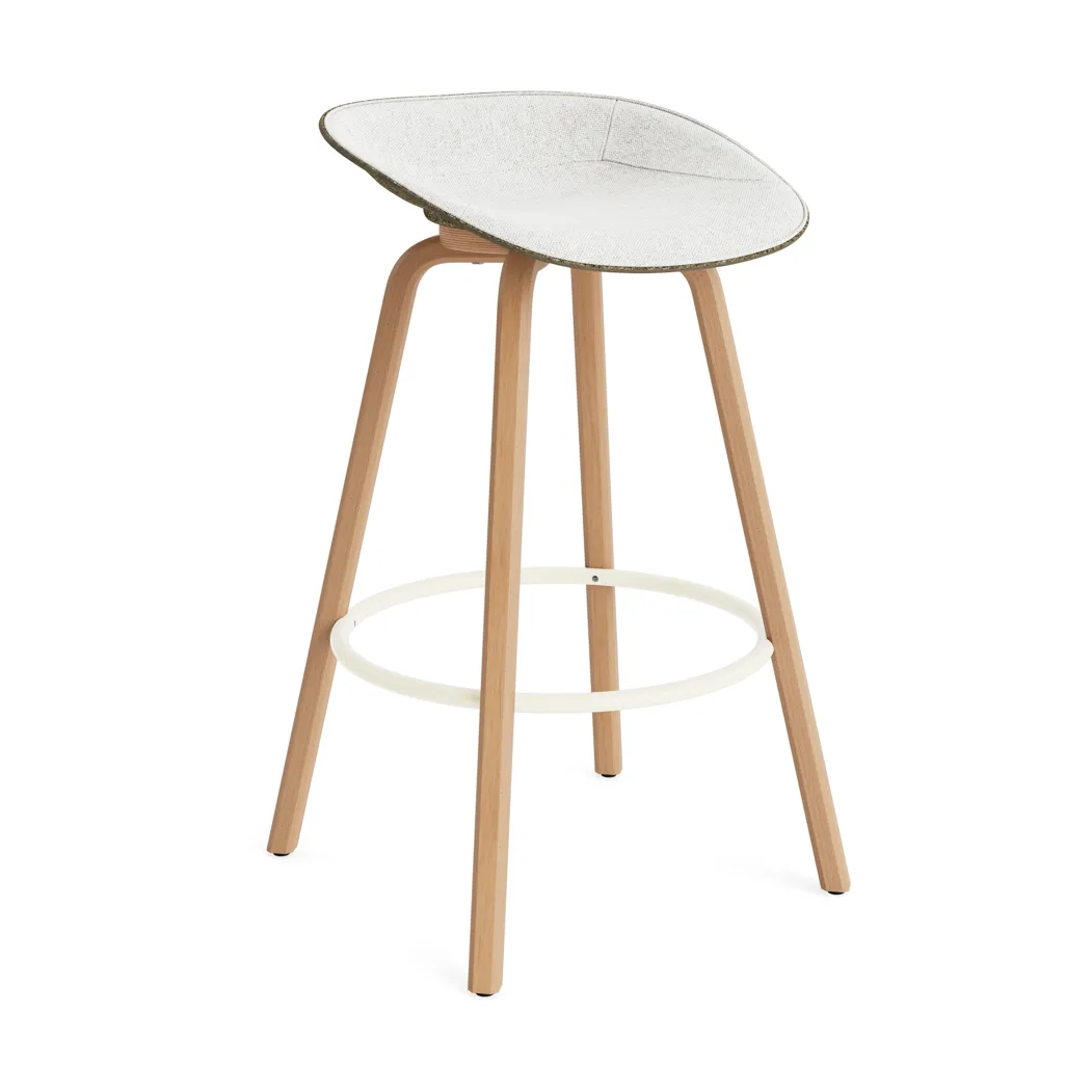 Mat Barstool barstol  fremsidepolstring 75 cm, Hallingdal 110-seaweed-beech-cream steel Normann Copenhagen