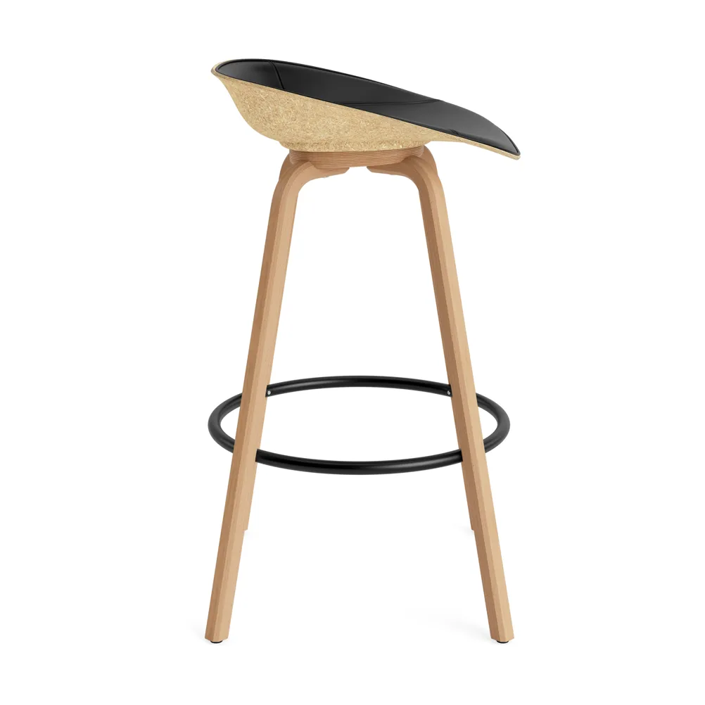 Mat Barstool barstol  fremsidepolstring 75 cm, Ultra 41599-hemp-beech-black steel Normann Copenhagen