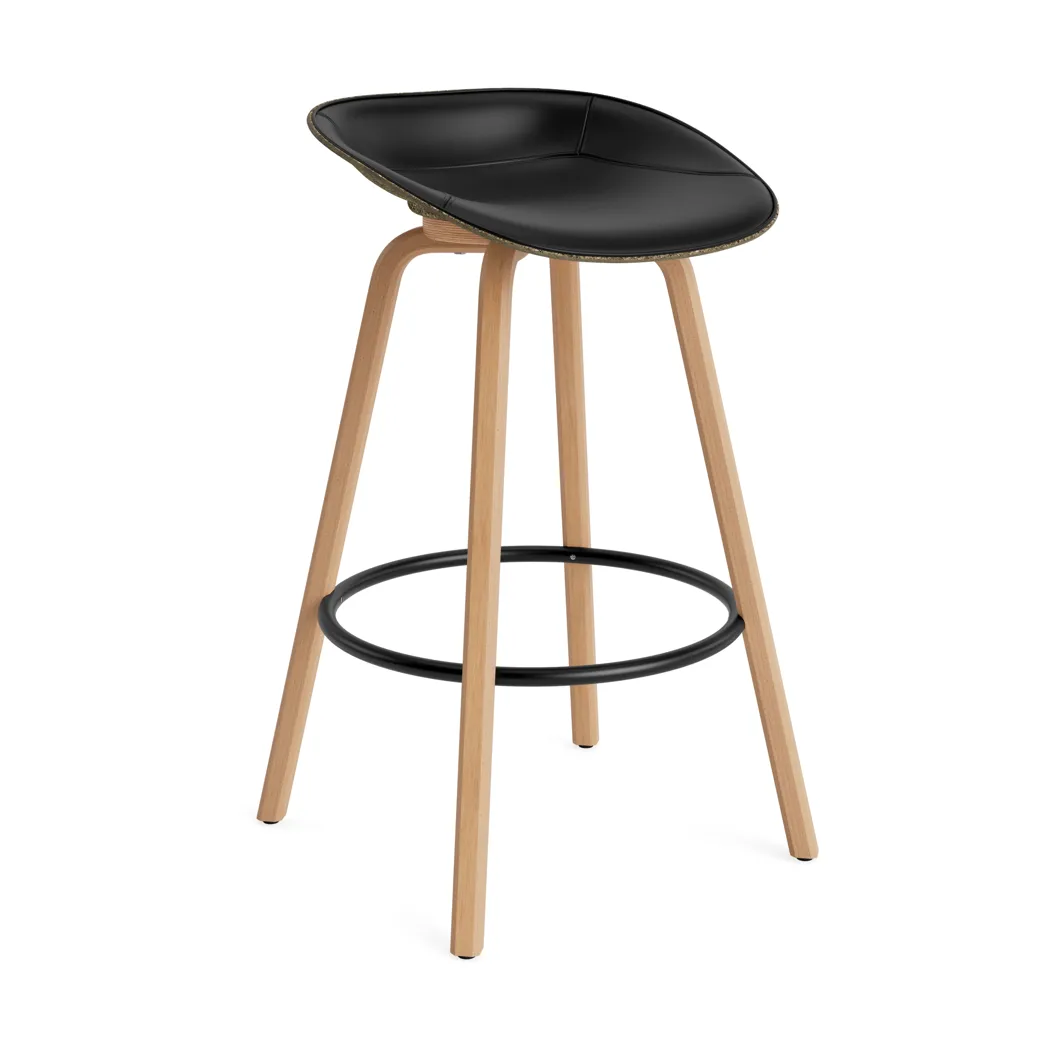 Mat Barstool barstol  fremsidepolstring 75 cm, Ultra 41599-seaweed-beech-black steel Normann Copenhagen
