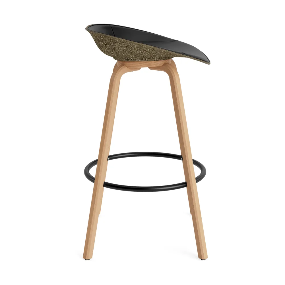 Mat Barstool barstol  fremsidepolstring 75 cm, Ultra 41599-seaweed-beech-black steel Normann Copenhagen
