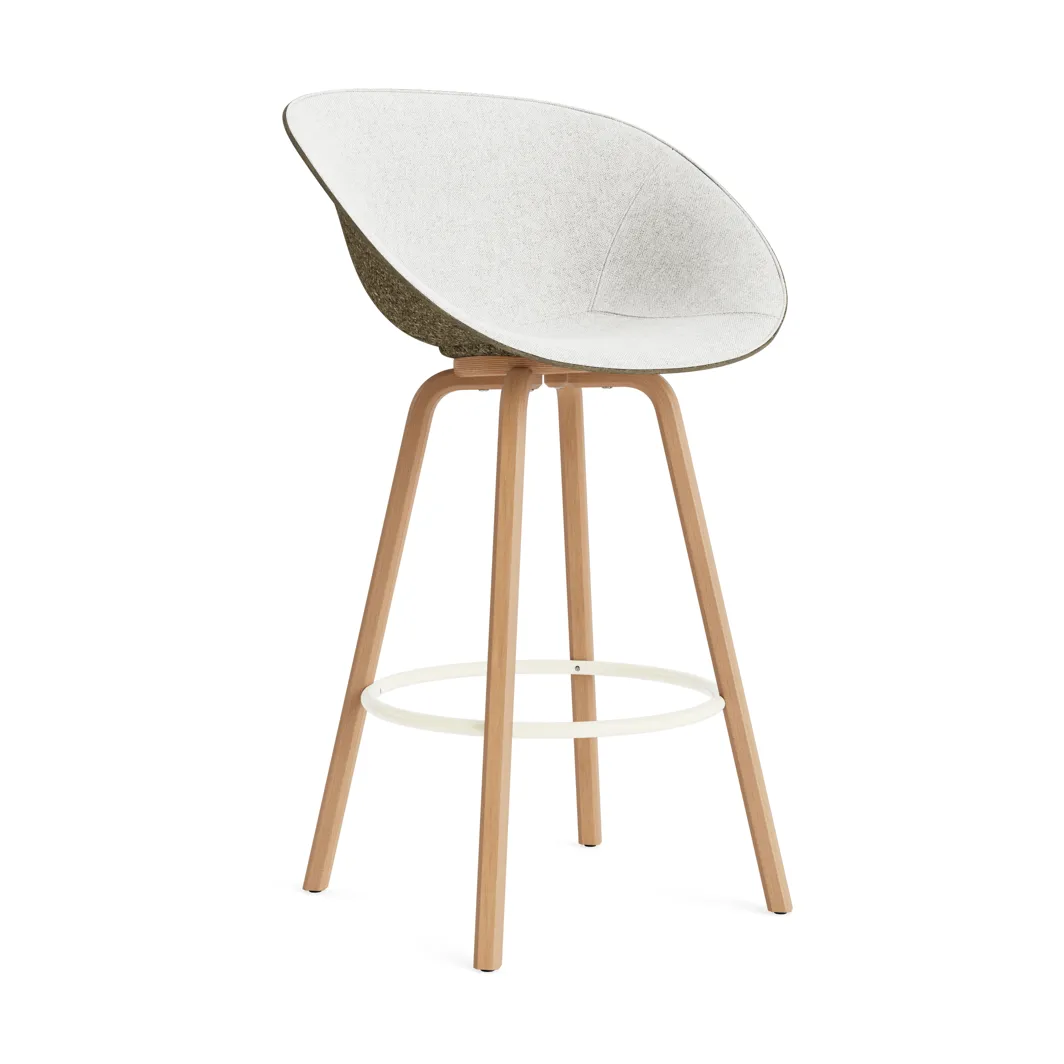 Mat karmstol  fremsidepolstring 75 cm, Hallingdal 110-seaweed-beech-cream steel Normann Copenhagen