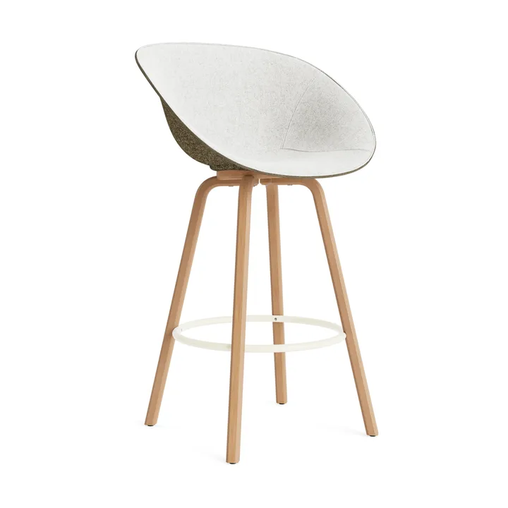 Mat karmstol  fremsidepolstring 75 cm - Hallingdal 110-seaweed-beech-cream steel - Normann Copenhagen