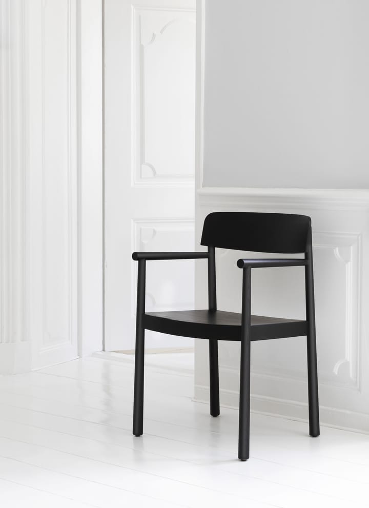 Timb karmstol med pute, Black/Ultra Leather – Black Normann Copenhagen