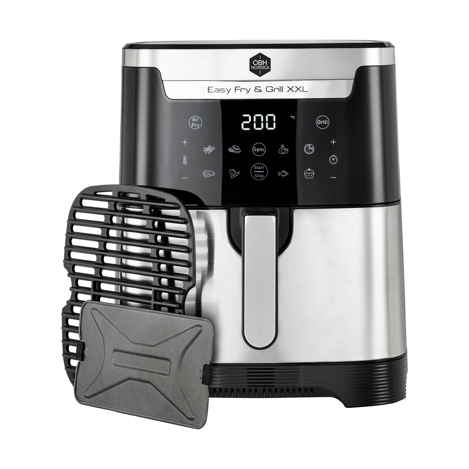 Easy Fry & Grill XXL 2-in-1 airfryer, Rustfritt stål OBH Nordica