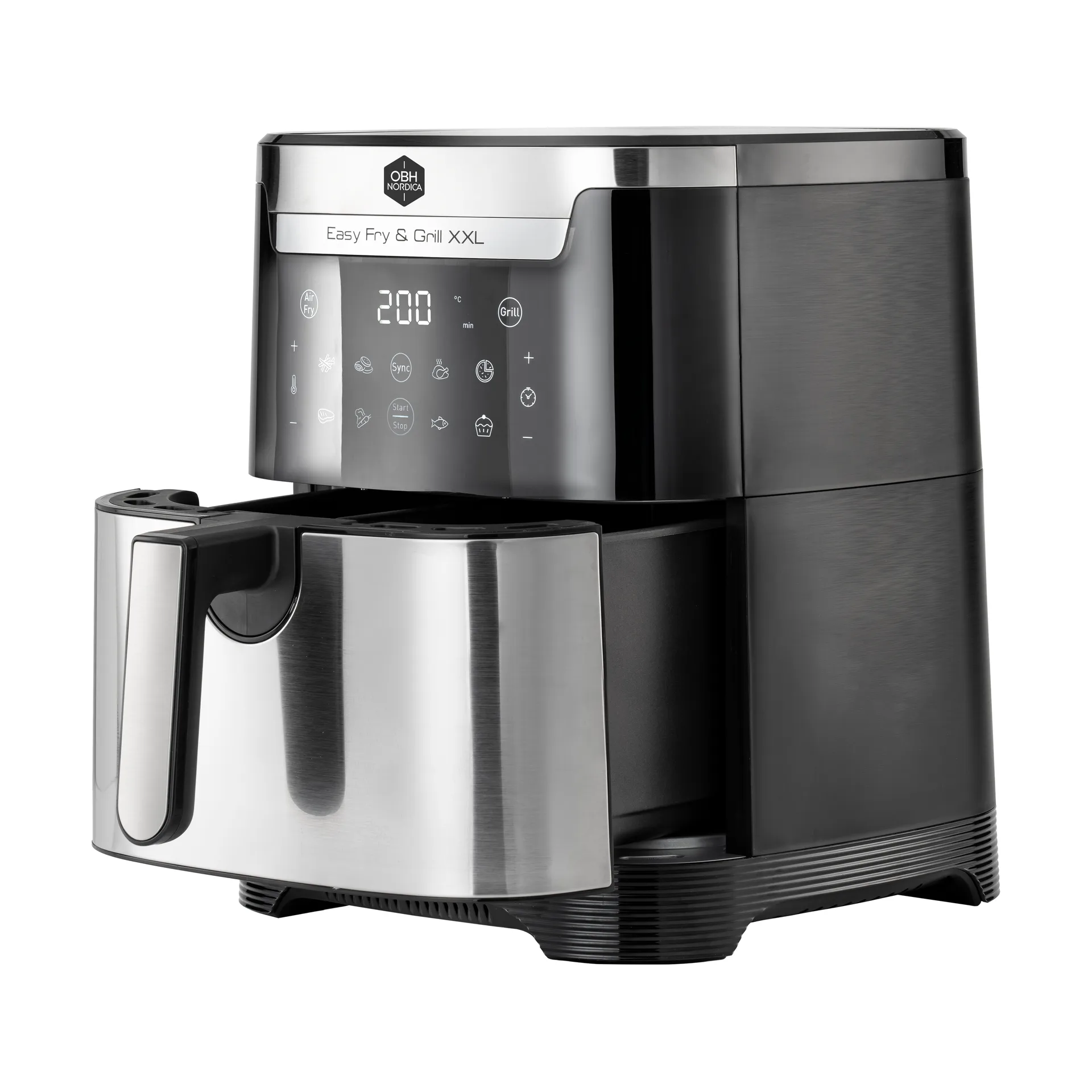Easy Fry & Grill XXL 2-in-1 airfryer, Rustfritt stål OBH Nordica