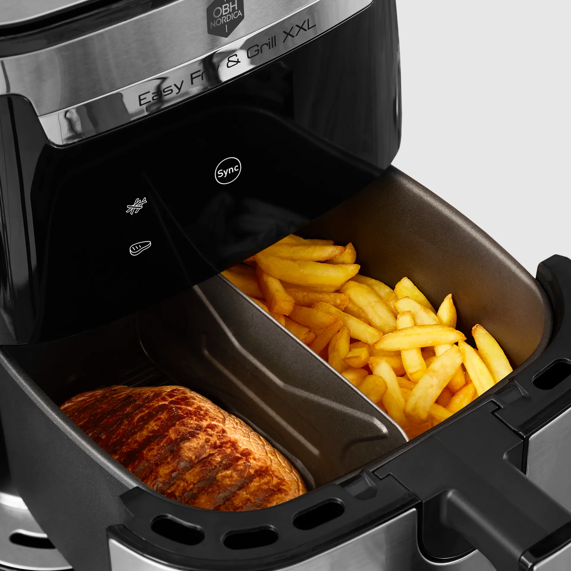 Easy Fry & Grill XXL 2-in-1 airfryer, Rustfritt stål OBH Nordica