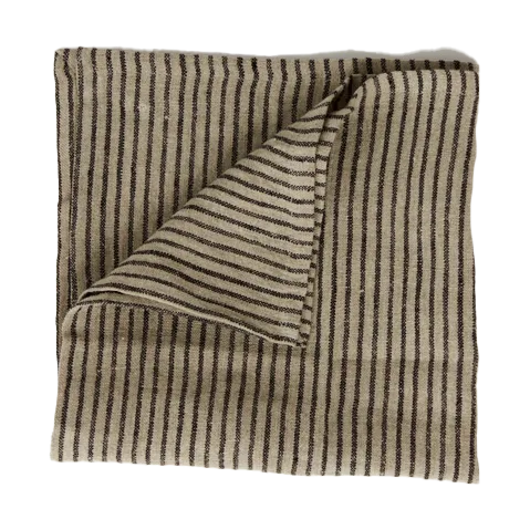 Stripe linserviett 45x45 cm, Svart-sand Olsson & Jensen