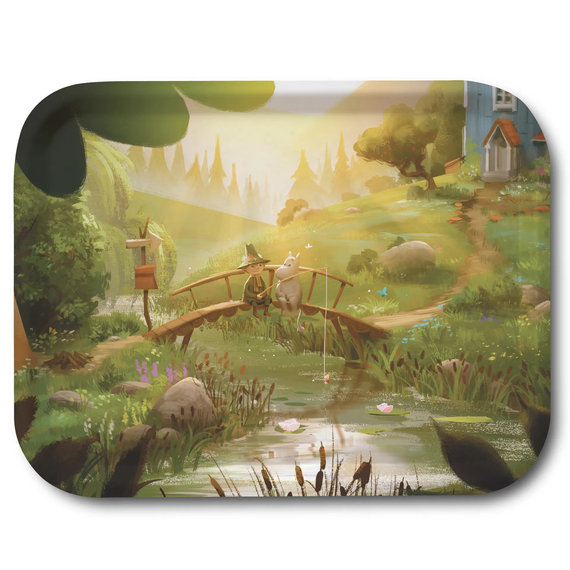 Moomin TV-Series brett 27x20 cm, Moomin & Snufkin bridge Opto Design