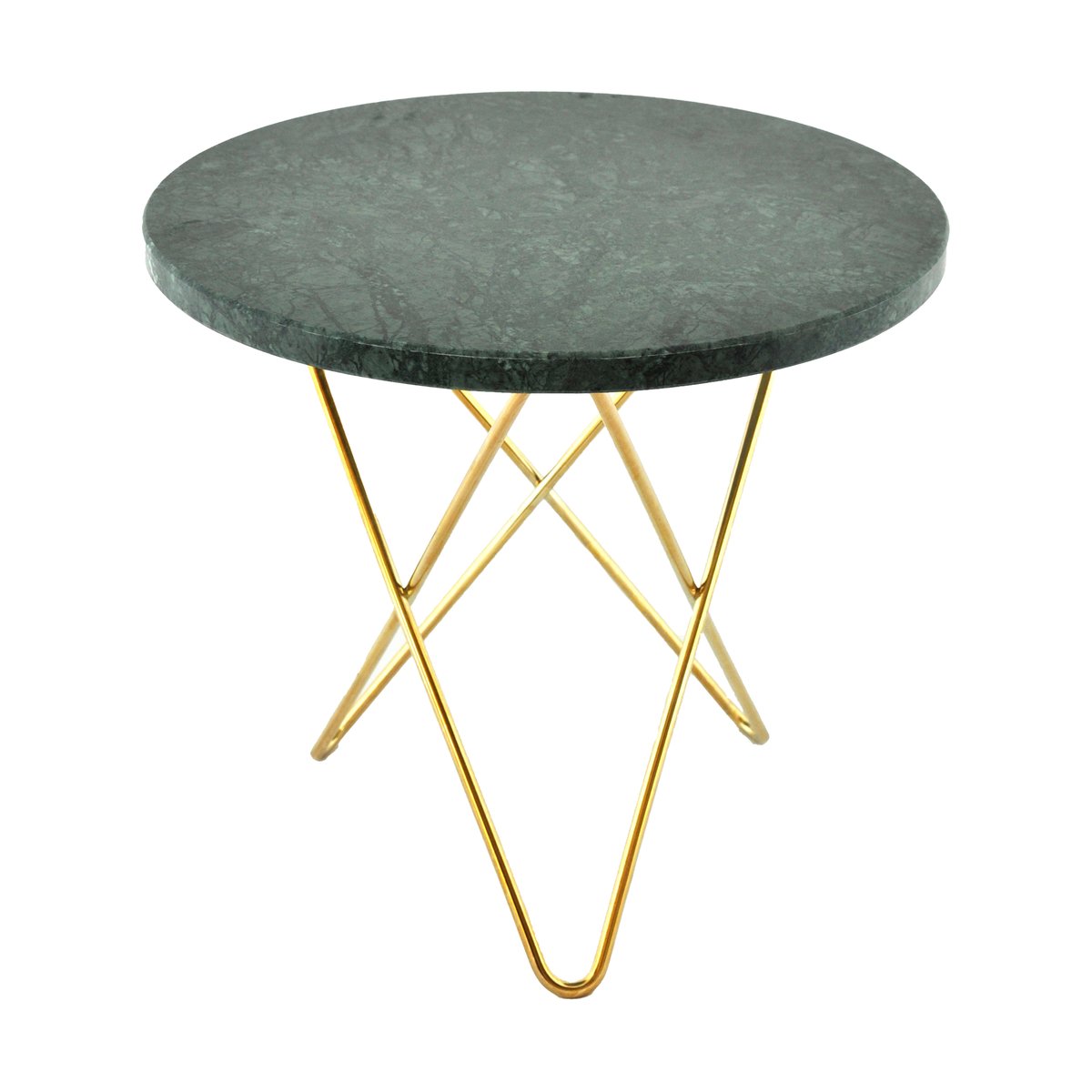 OX Denmarq Mini O sidebord Ø40 H37, messing understell grønn marmor