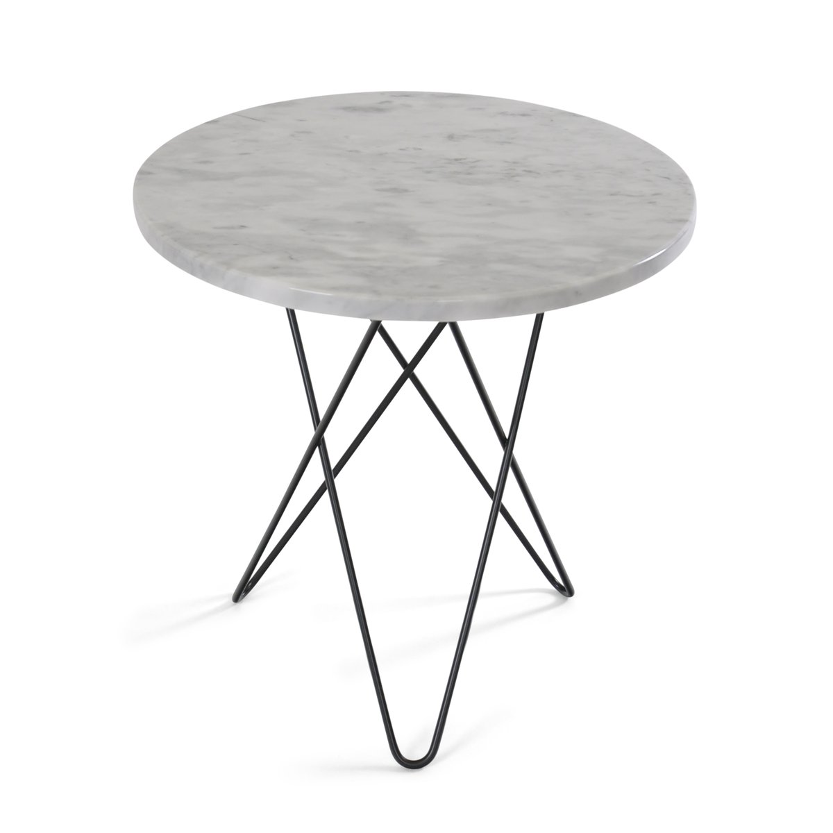 OX Denmarq Mini O sidebord Ø40 H37, svart understell hvit marmor