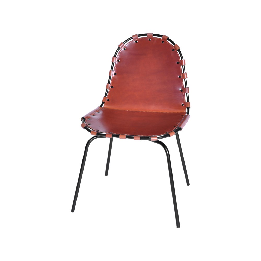OX Denmarq Stretch stol skinn cognac, sort stativ