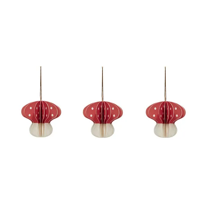 Christmas Mushroom dekorasjonsanheng 3-pk, Red-white OYOY