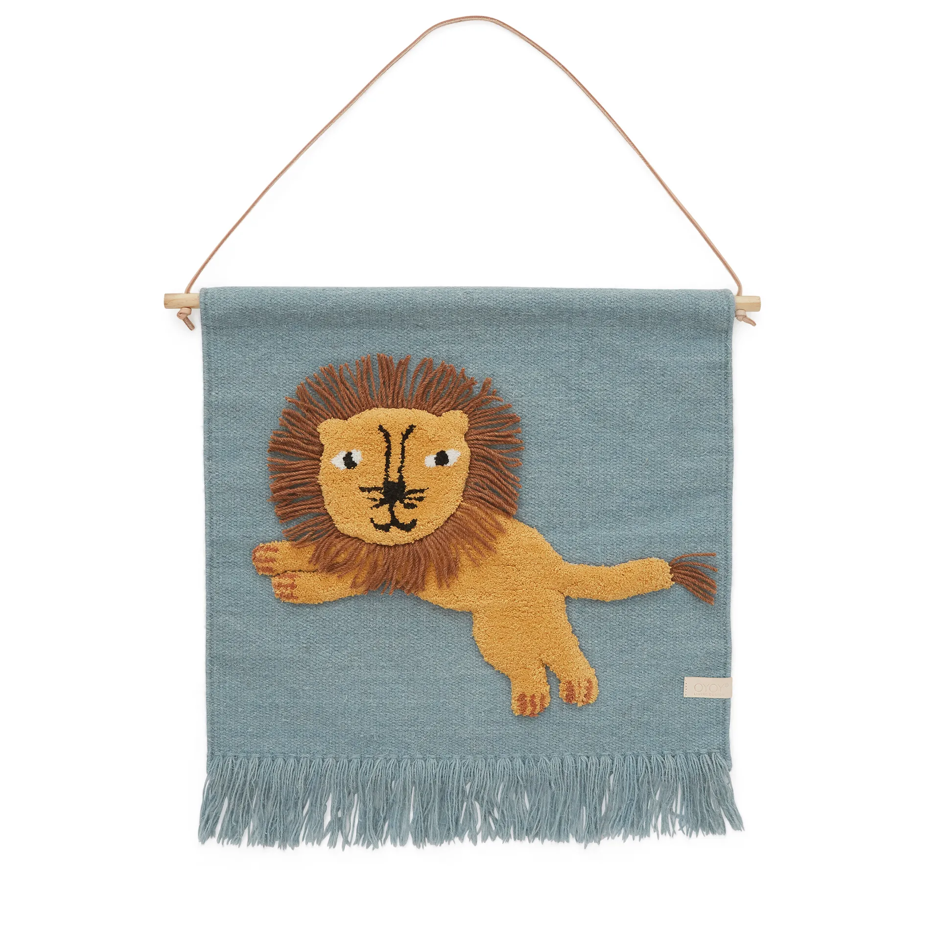 Jumping Lion veggdekorasjon 52x55 cm, Blå OYOY