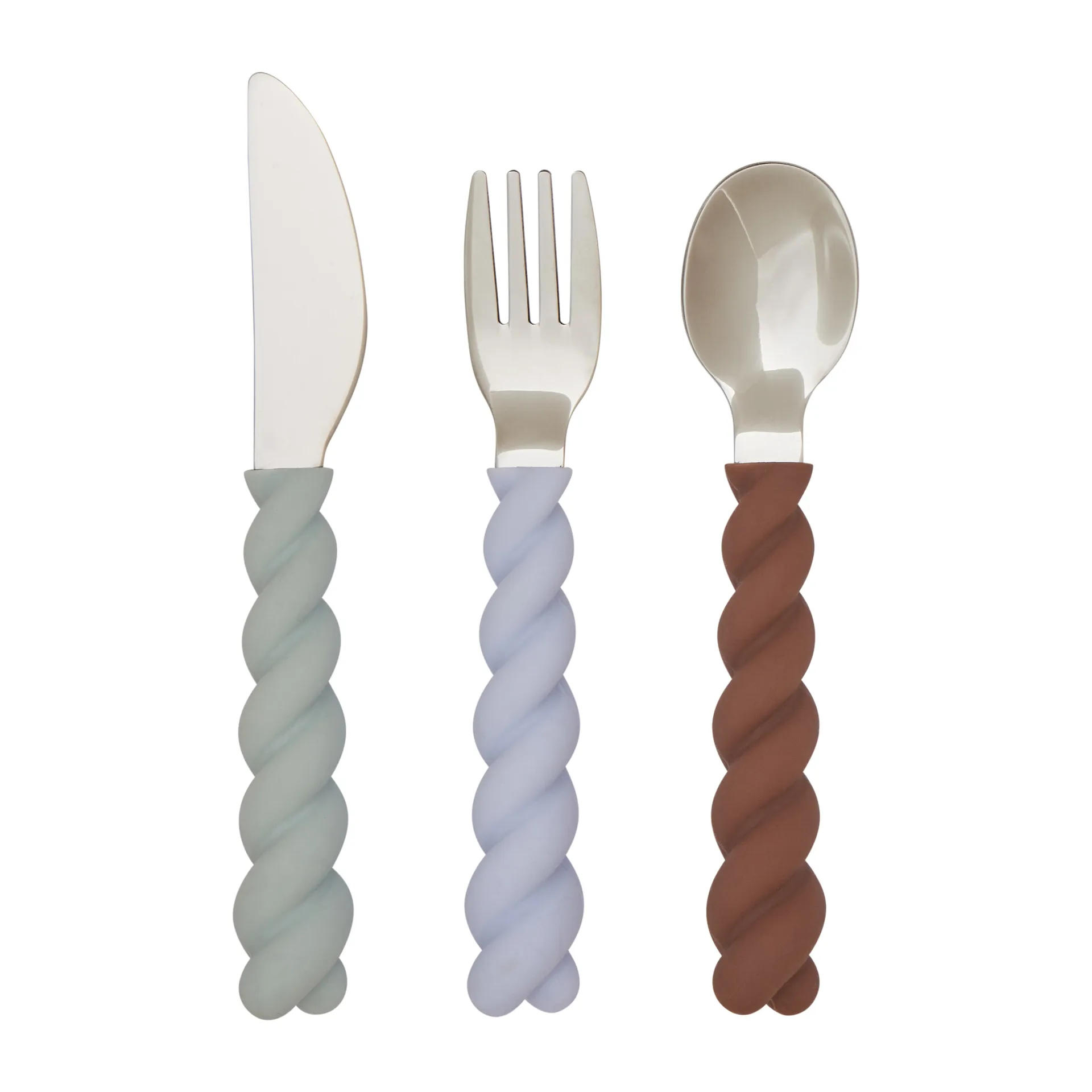 Mellow barnebestikk sett 3 deler, PaleMint-Choko-IceBlue OYOY