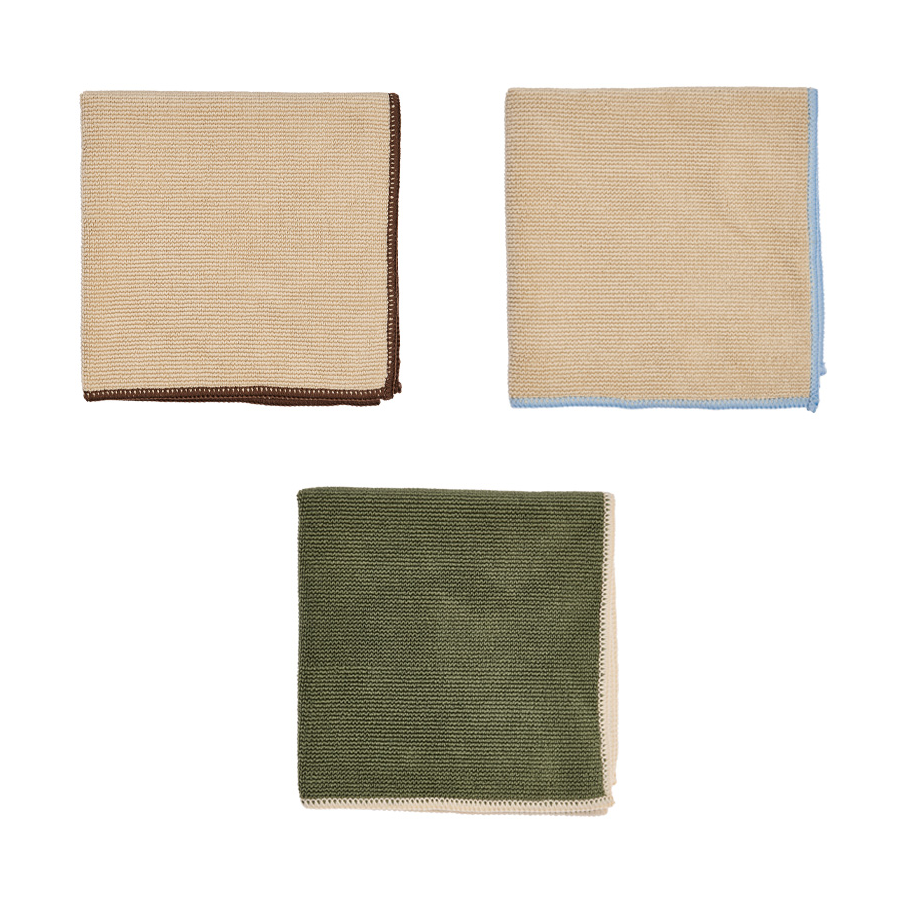OYOY Mundus mikrofiberklut 30x30 cm 3 deler Camel-olive