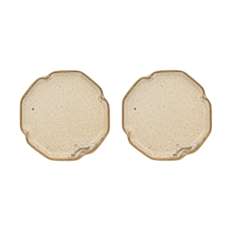 Nori desserttallerken 13x15 cm 2-pakning, Latte OYOY