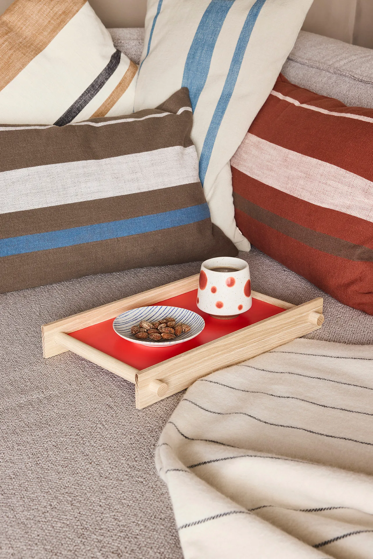 Nori stripete bolle liten Ø12,9 cm 2-pakning, Clay-optic Blue OYOY