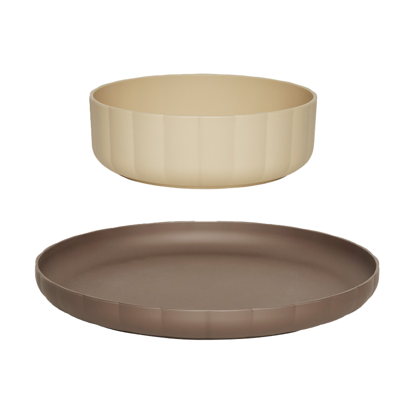 OYOY Pullo tallerken & skål 2 deler Taupe-vanilla