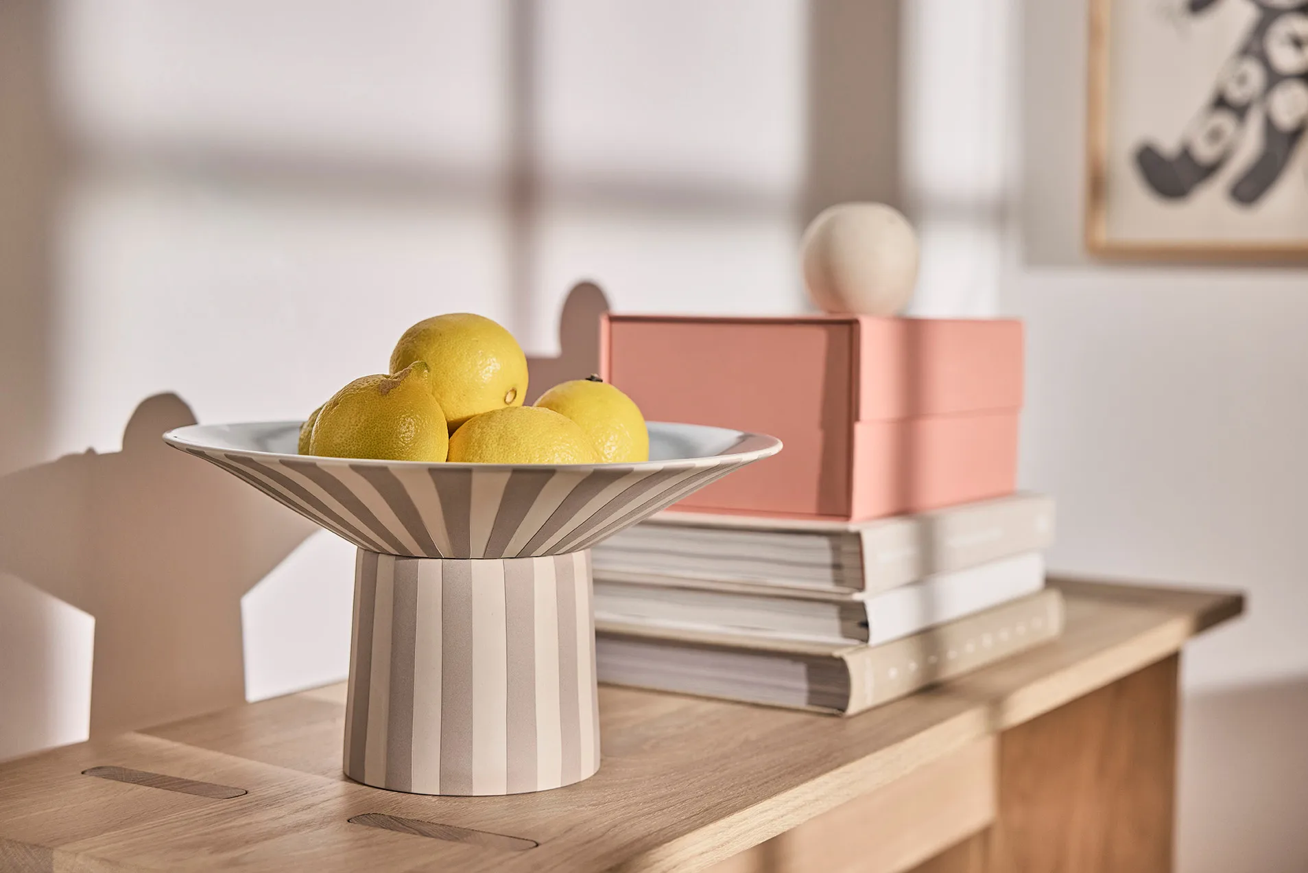 Toppu centerpiece høy Ø30x17 cm, Clay-Ice blue OYOY