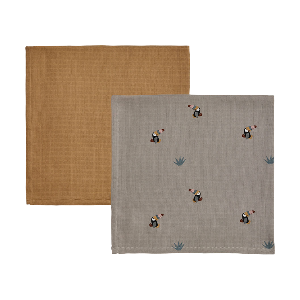 OYOY Toucan babyteppe 2-pk Clay-Caramel
