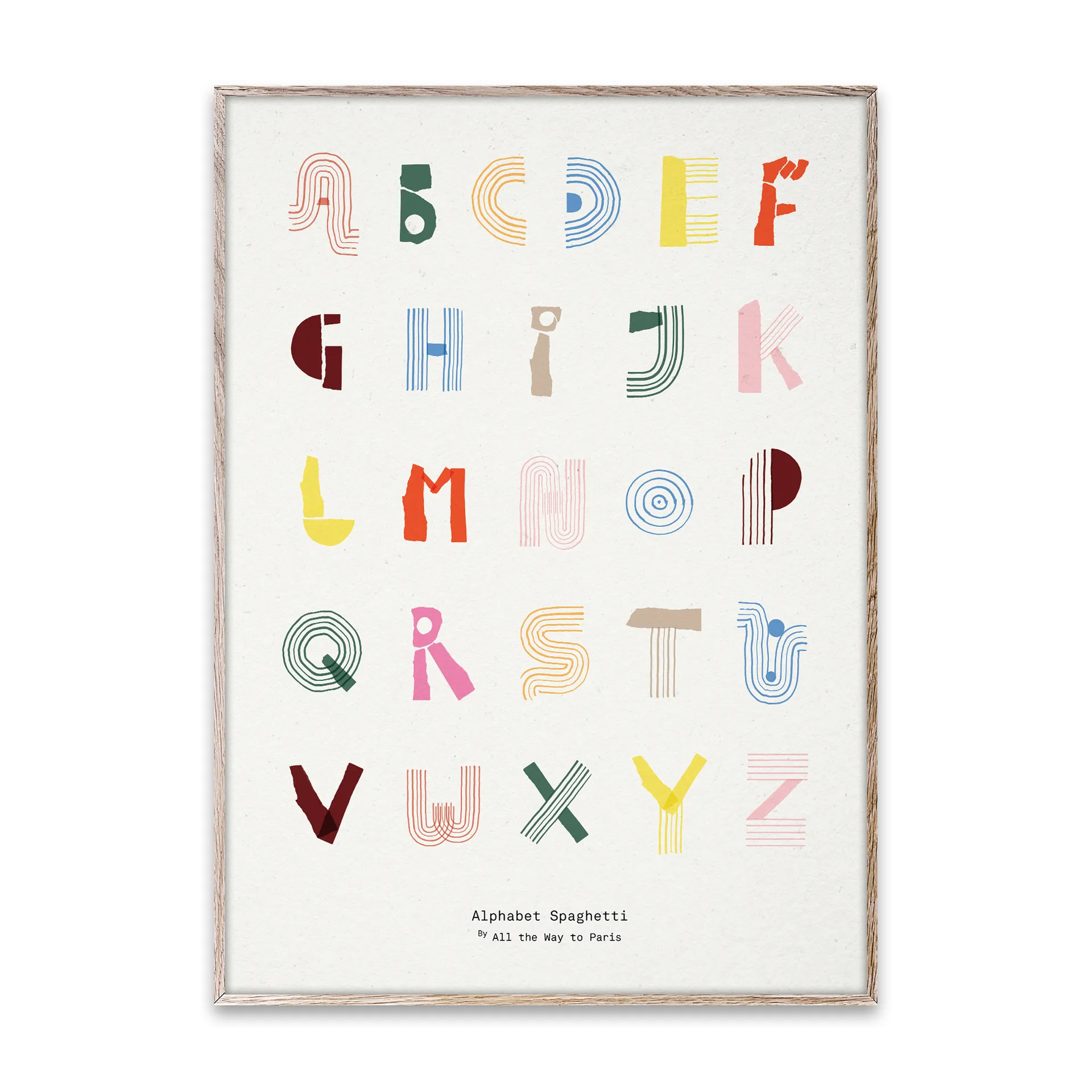Alphabet Spaghetti ENG Multi-colour plakat, 50 x 70 cm Paper Collective