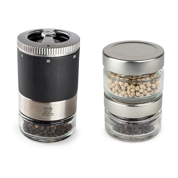 Peugeot Maestro gift box graphite + 3 glasses & 3 types of pepper