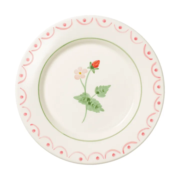 Cottage flower Wild Strawberry salattallerken - Red, 22 cm - Pick a Poppy