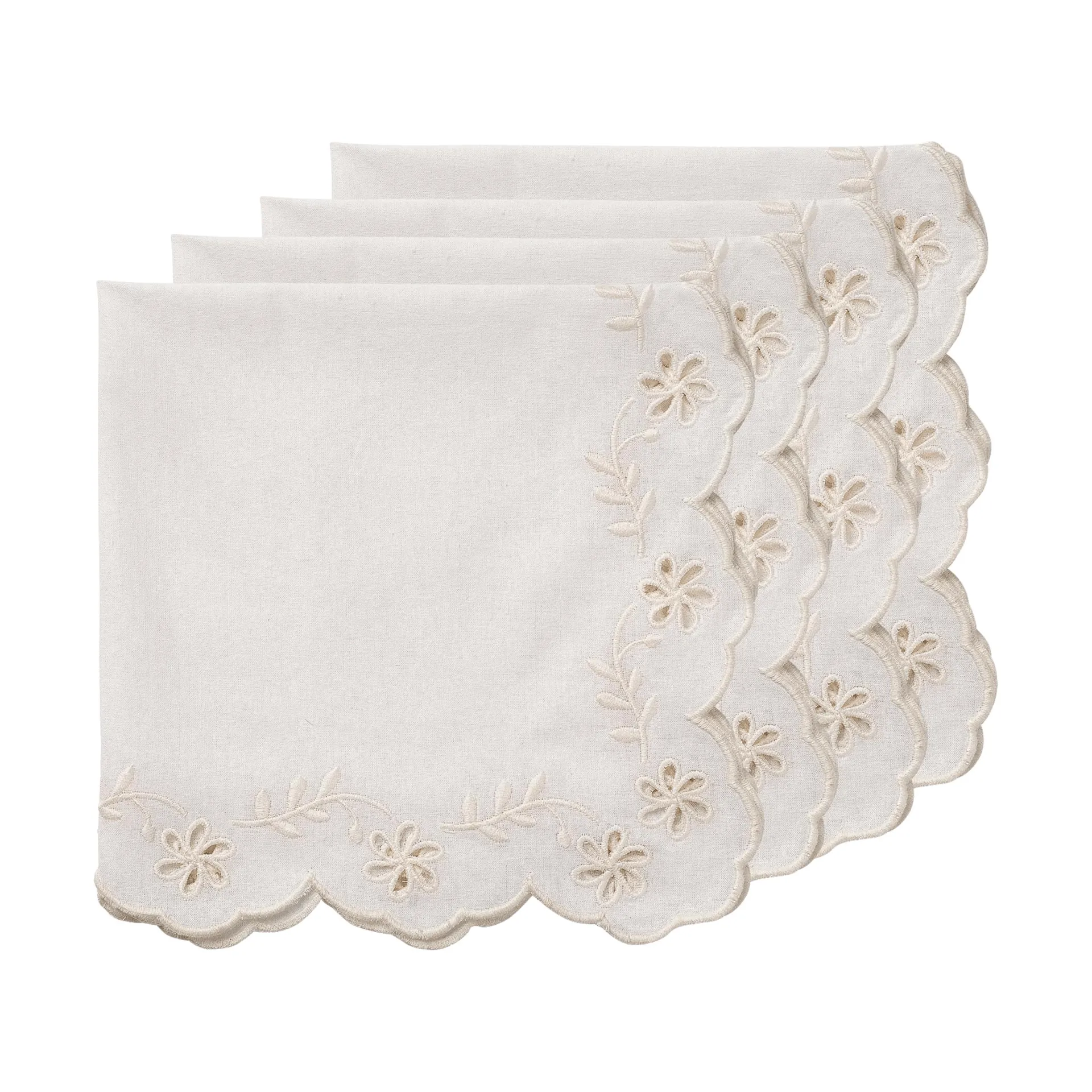 Lace bomullsserviett, Offwhite, 4-pakning, 45x45 cm Pick a Poppy