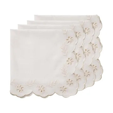 Lace bomullsserviett - Offwhite, 4-pakning, 45x45 cm - Pick a Poppy