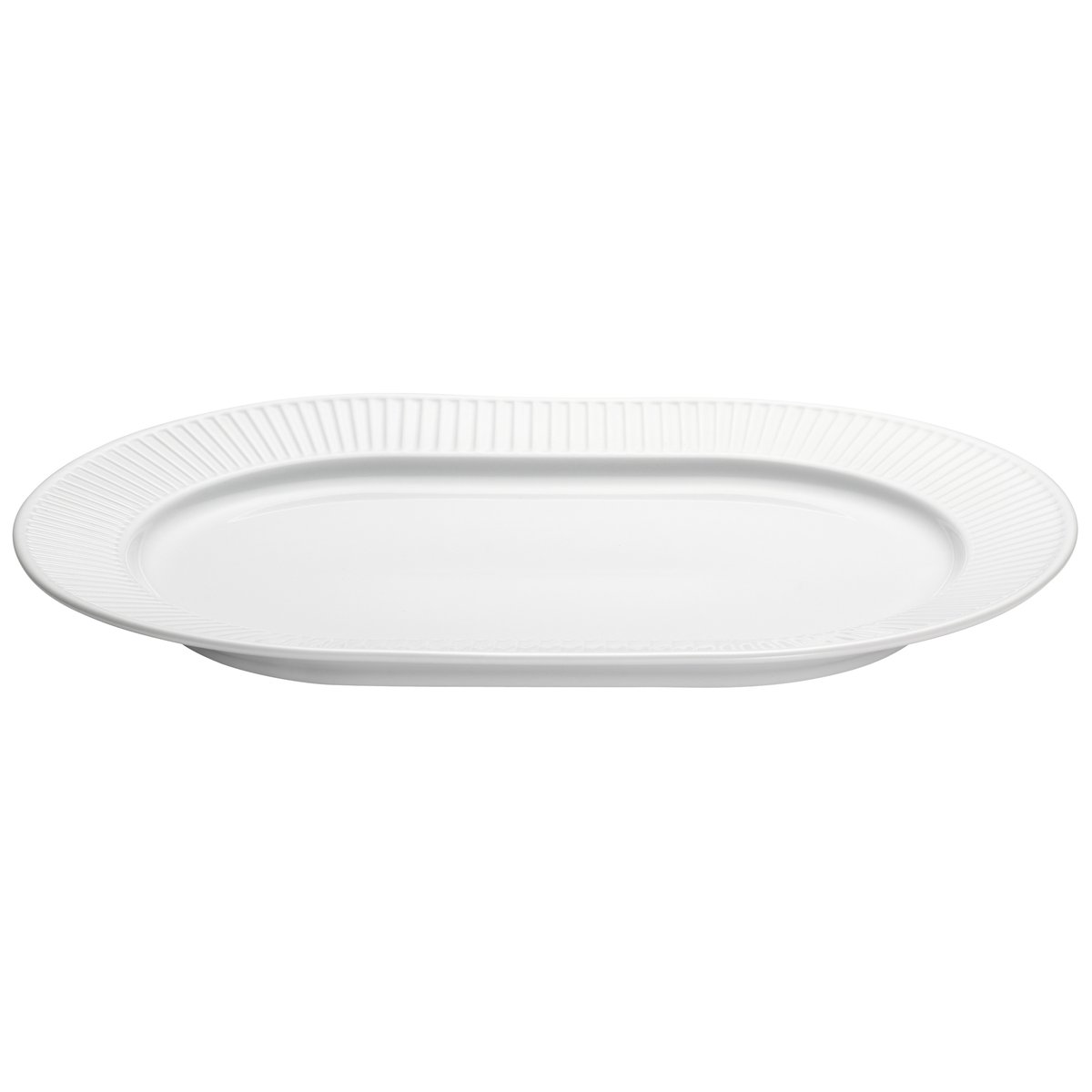 Plissé serveringsfat ovalt Hvit