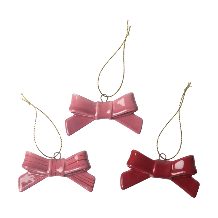Bow dekorasjonsanheng 3 deler - Rød-rosa - Pluto Design