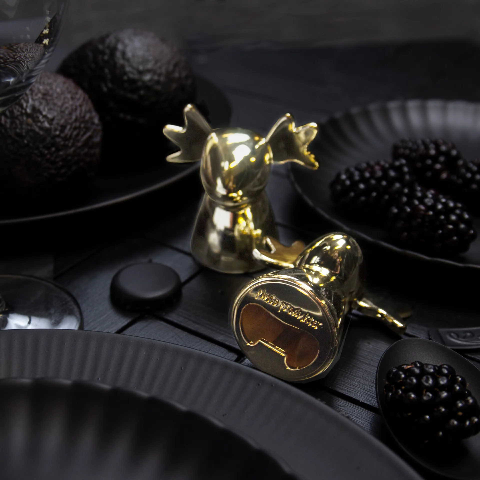 Flaskeåpner elg, Gull Pluto Design