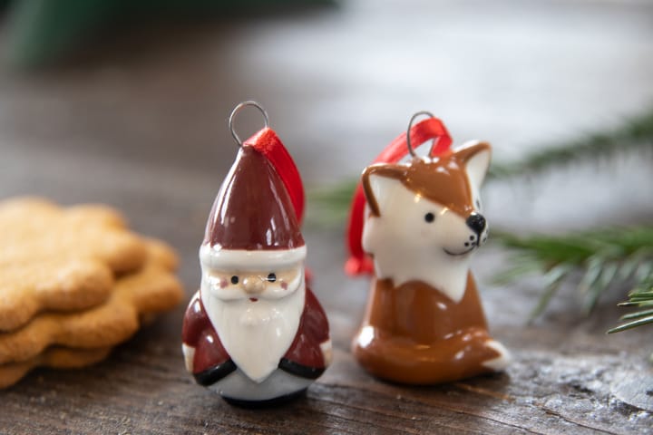 Fox & nisse dekorasjonsanheng 2 deler, Rød-hvit-brun Pluto Design