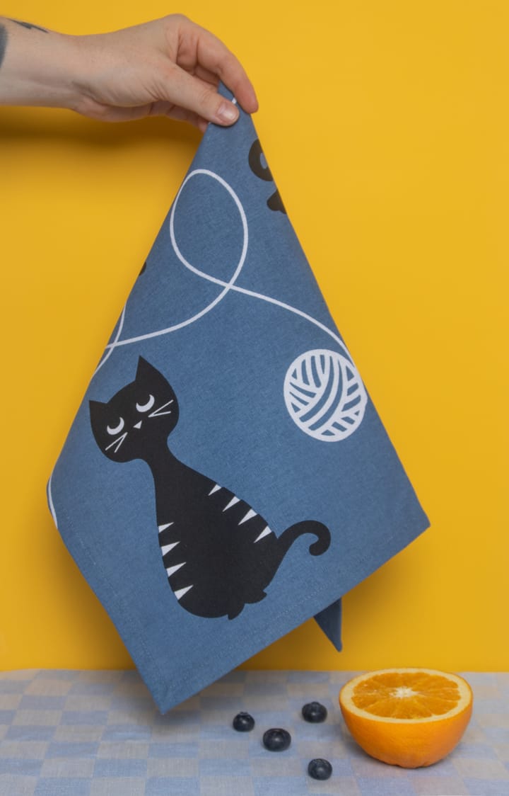 Kattfamilien kjøkkenhåndkle 50x70 cm, Blå-svart-hvit Pluto Design