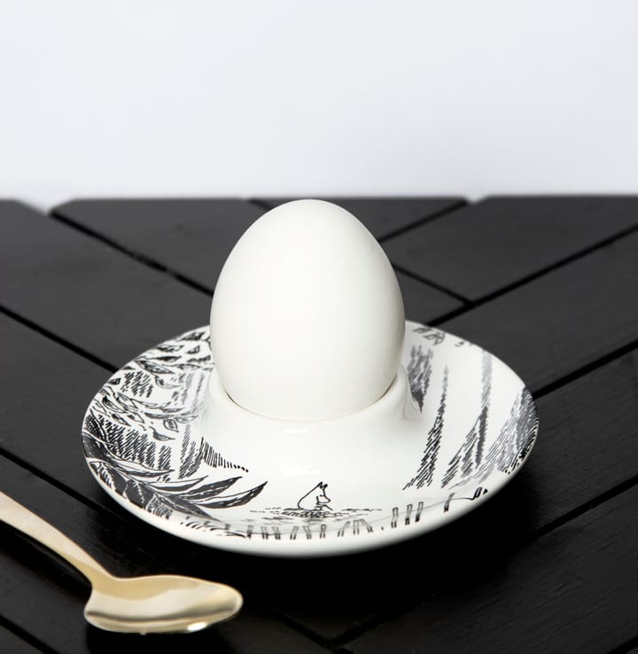 Mummi eggeglass med fat, Svart-hvit Pluto Design