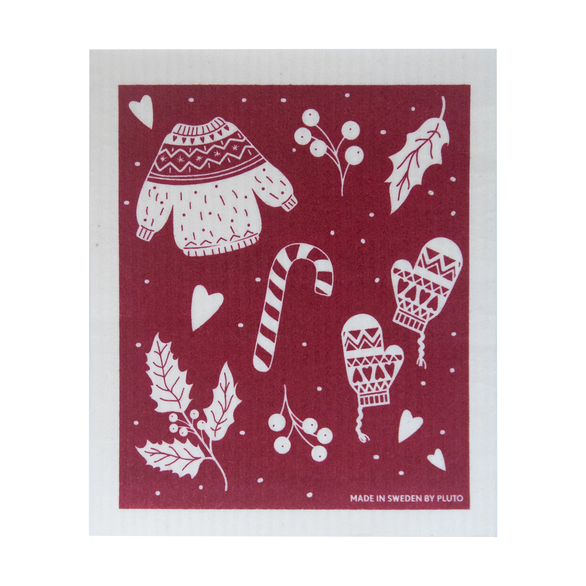 Winter kjøkkenklut 17x20 cm, Rød-grå Pluto Design
