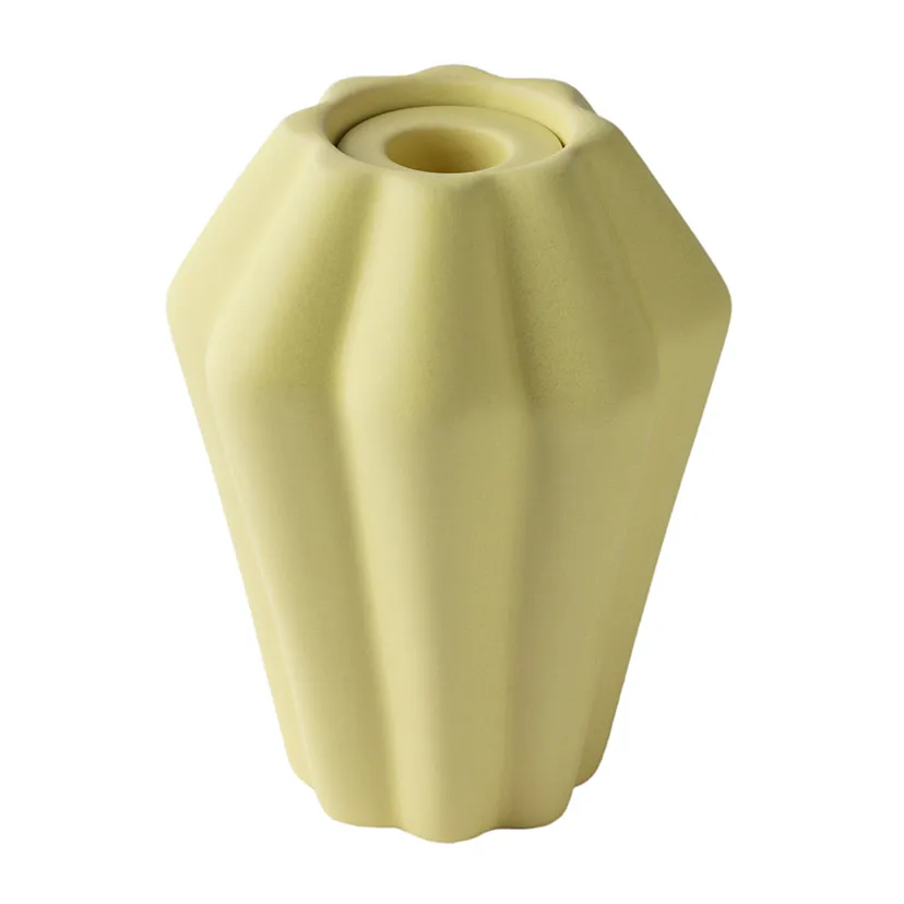 PotteryJo Birgit vase/lysholder 14 cm Pale Yellow