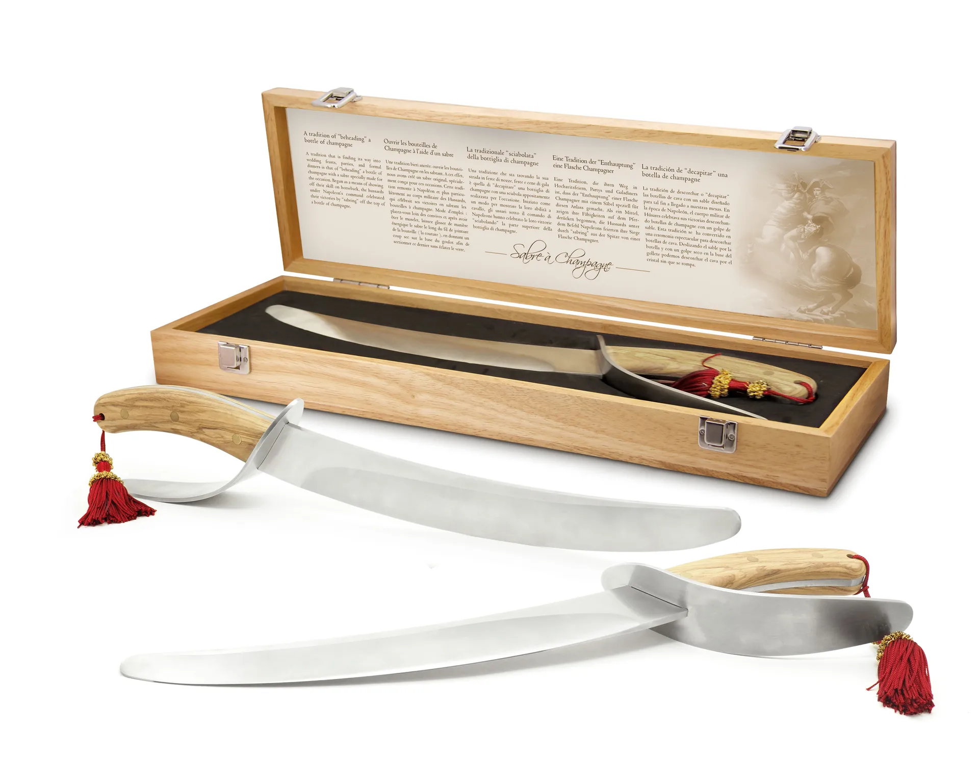 Hussard champagnesabel 50,5 cm, Rustfritt stål-eik Pulltex